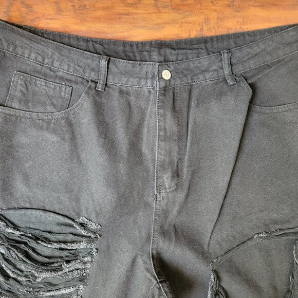 Bundle of 2 SHEIN Black Ripped Destroyed Holey Straight Leg Jeans sz 4X XXXXL - Picture 3 of 12